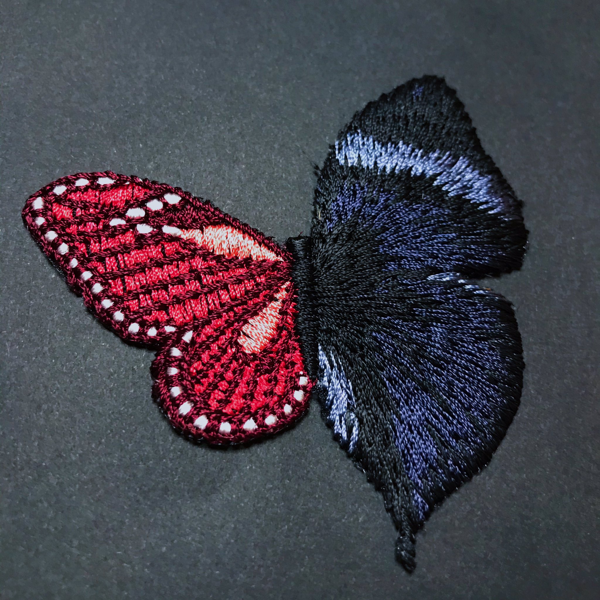鷺森アグリ Sur Twitter 最近蝶々祭りなので アーカイブの雄雌モザイクの蝶々刺繍も復刻させようかと思います わたしのデザインは 妄想の組み合わせだけど雄雌モザイクは実在するんですよね 美しいな 飛んでいるところ見てみたいな T Co C6f3z7il6o T