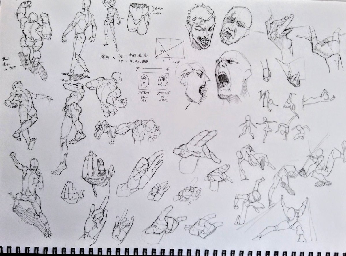 手がなまらないように人体や構図のクロッキーし 更に気づいたことをメモにして可視 ダリクの漫画