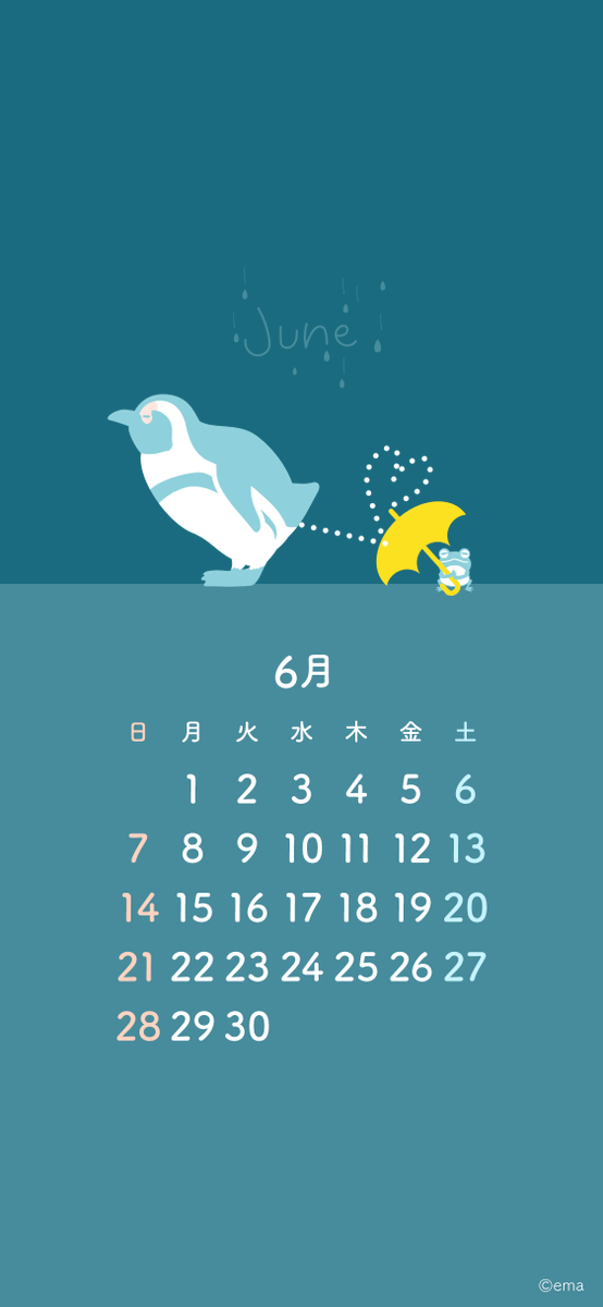 「6月になっちゃいましたが、6月のカレンダー作りました今月はケープペンギン#ケープ」|えまごろう🐧のイラスト