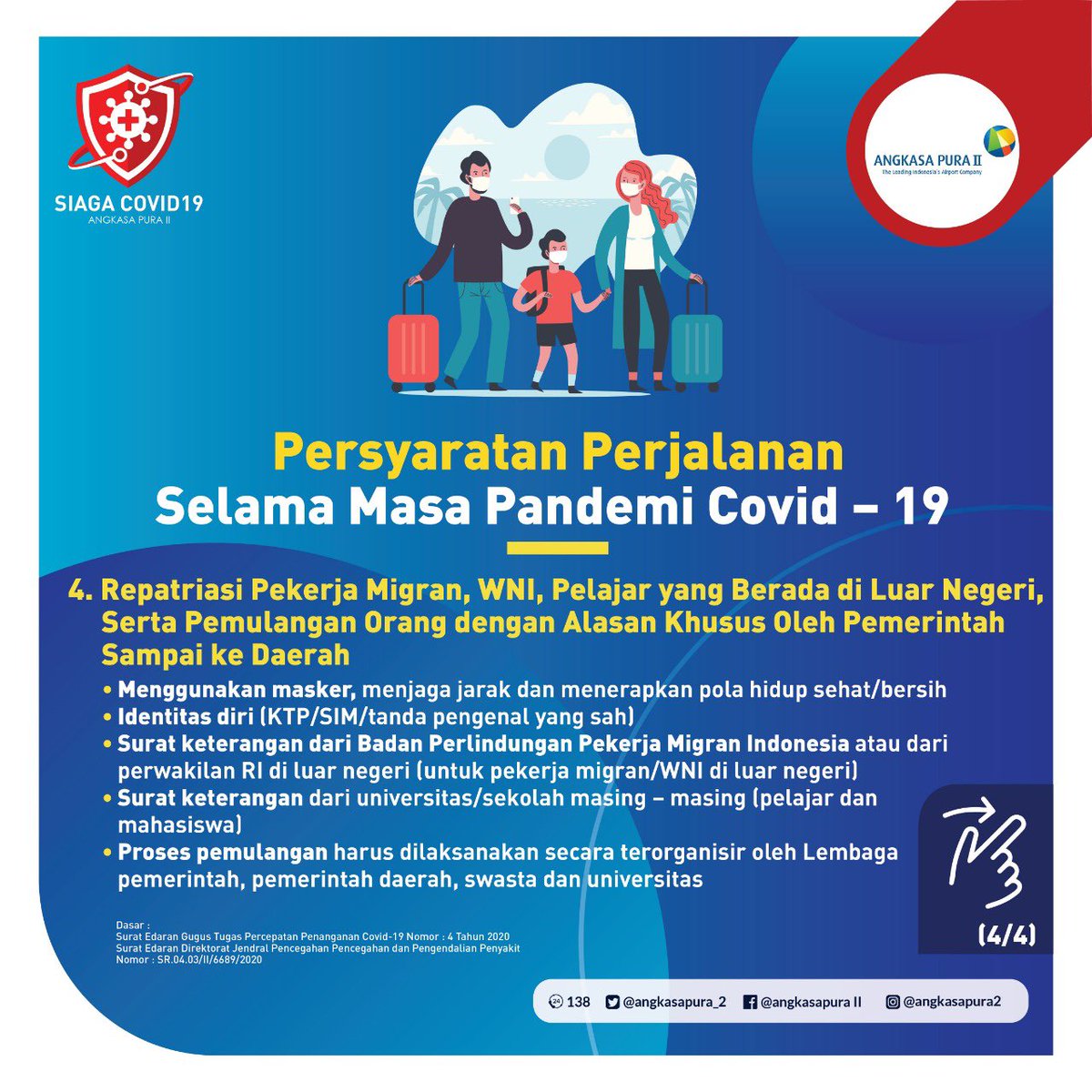 INJairports's tweet photo. Sesuai dengan Surat Edaran Gugus Tugas Percepatan Penanganan COVID-19 Nomor 05/2020 yang memperpanjang masa berlaku Pembatasan Perjalanan Orang Dalam Rangka Percepatan Penanganan COVID-19 hingga 7 Juni 2020.
(1/2) https://t.co/XfWode3Pq5