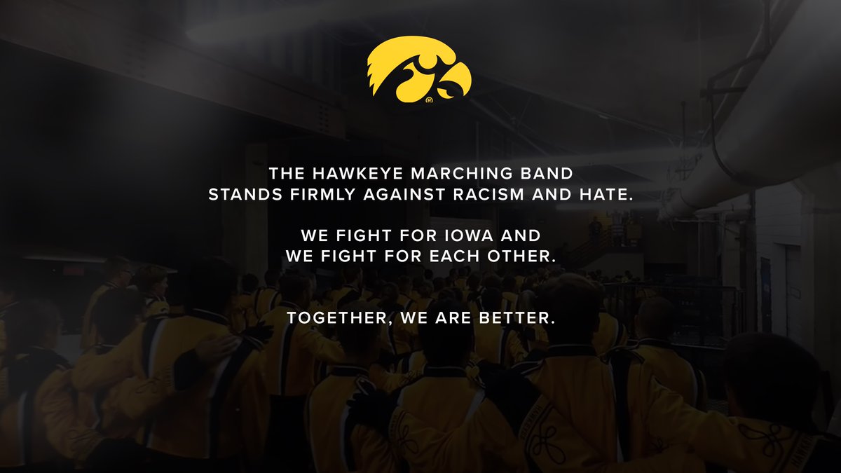 We stand firmly against racism and hate. We fight for Iowa and we fight for each other, because together, we are better. 
now.uiowa.edu/2020/06/messag…
