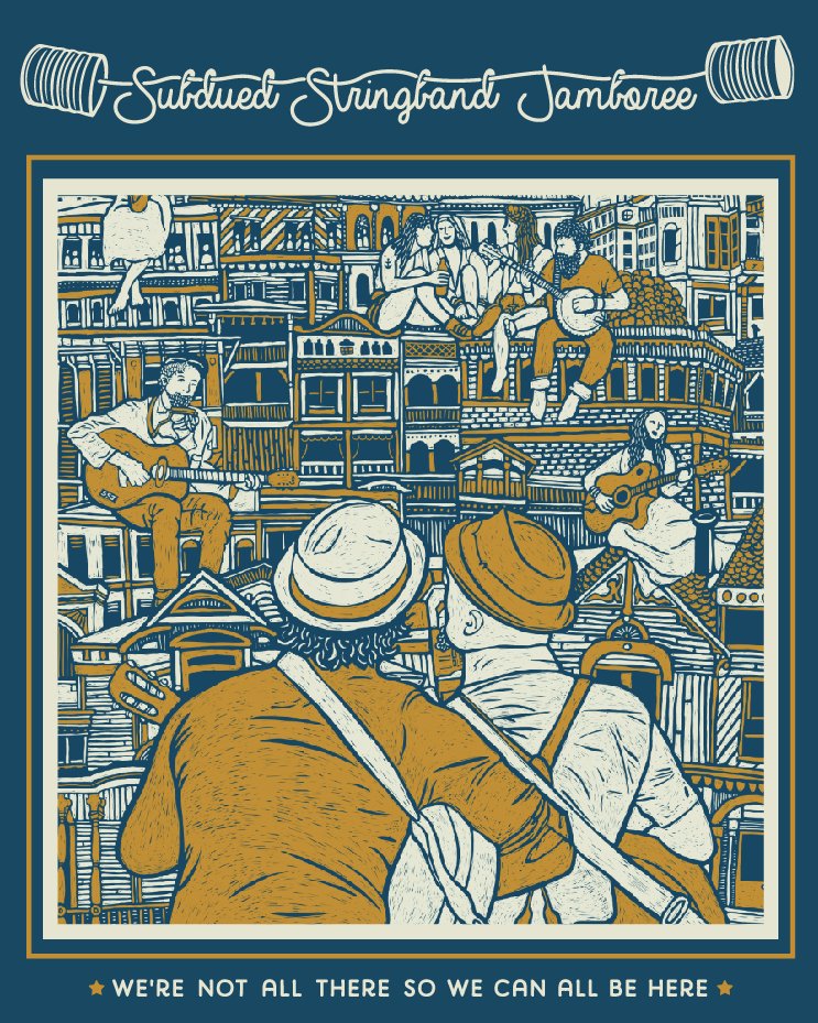 Friends and Jamboree Family ~

✨We are so pleased to announce that the 20th Subdued Stringband Jamboree will be proceeding!!! ✨

This year the Jamboree is in your backyard.

We will broadcast live on KMRE 102.3FM and all over the web.