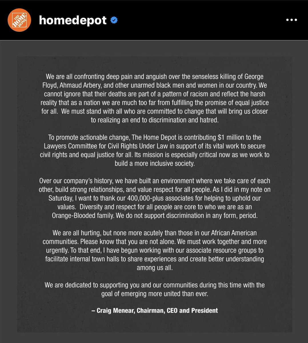 fcalderon87's tweet photo. always proud to wear the orange apron, and this just ads to that pride. thank you home depot, for doing the right thing.🇺🇸 https://t.co/GSa1ls33Hd