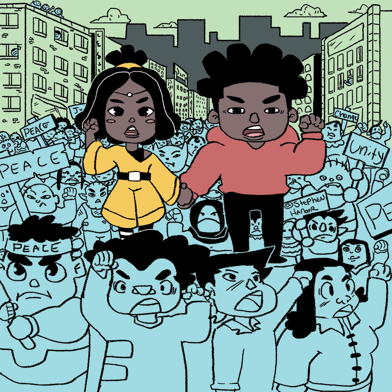 Advasketch's tweet image. united we stand #BlackLivesMatter #REVOLUTION #justice #GeorgeFloyd #comic #comicbookart #art #blackartists