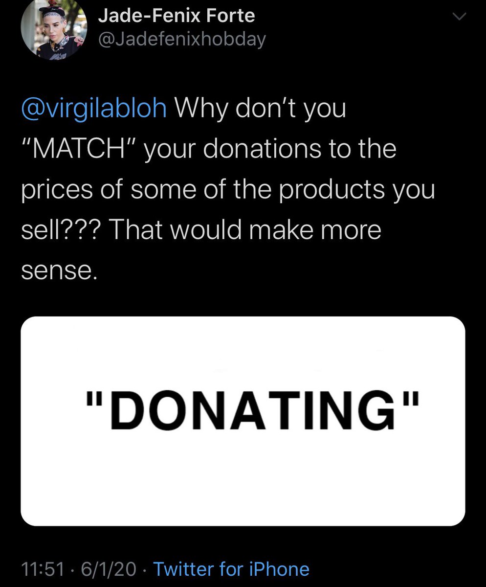 Fuck it I’ll tweet the screen shot instead considering twitter likes to delete shit. #virgilabloh