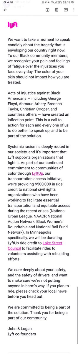 ChickenBoolean's tweet image. Big shout out to @lyft for sending this email out. 
#BLM