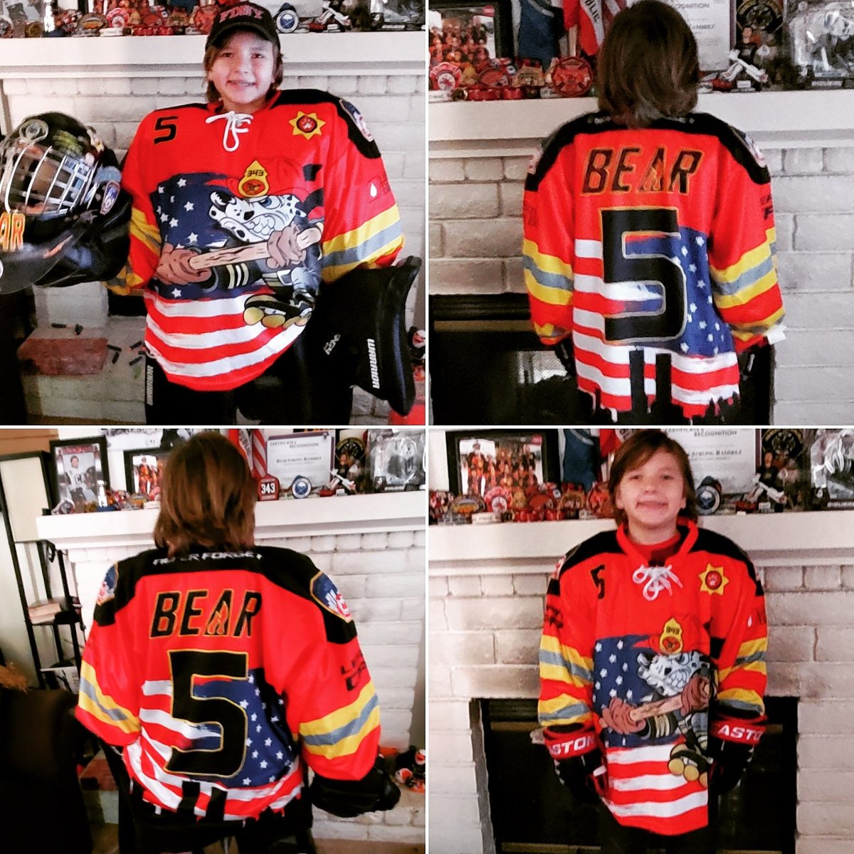 gofiredogs's tweet photo. Introducing our new 3rd special tribute jerseys honoring the fallen of 9/11 modeled by Bear in goalie &amp; skater jersey versions.  #WeAreFireDogs #GoFireDogs #Honoring1stResponders #FDNY #NYPD #PANYNJ #NeverForget #RCFD #RCPFA #RCPD #SBCSD❤💛🖤🔥🐕🐾👮‍♂️🚔👨‍🚒🚒👩‍🚒🚑👮‍♀️🚓🏒🥅🇺🇸 https://t.co/tokU6XENQ3
