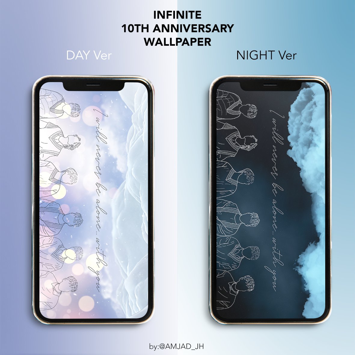 AMJAD_JH's tweet photo. HELP RT
Wallpapers for #INFINITE's 10th Anniversary
Use it &amp;take a screenshot &amp;share it
Feel free to tag me🥰
Let's celebrate Infinite's Anniversary together🥳

Find your size👇
DAY Ver☁️
https://t.co/dkaU7Z0C4v
NIGHT Ver🌑
https://t.co/x8Z7Ph8Lpi

#10YearswithINFINITE #인피니트 https://t.co/CxPBLeSL0g