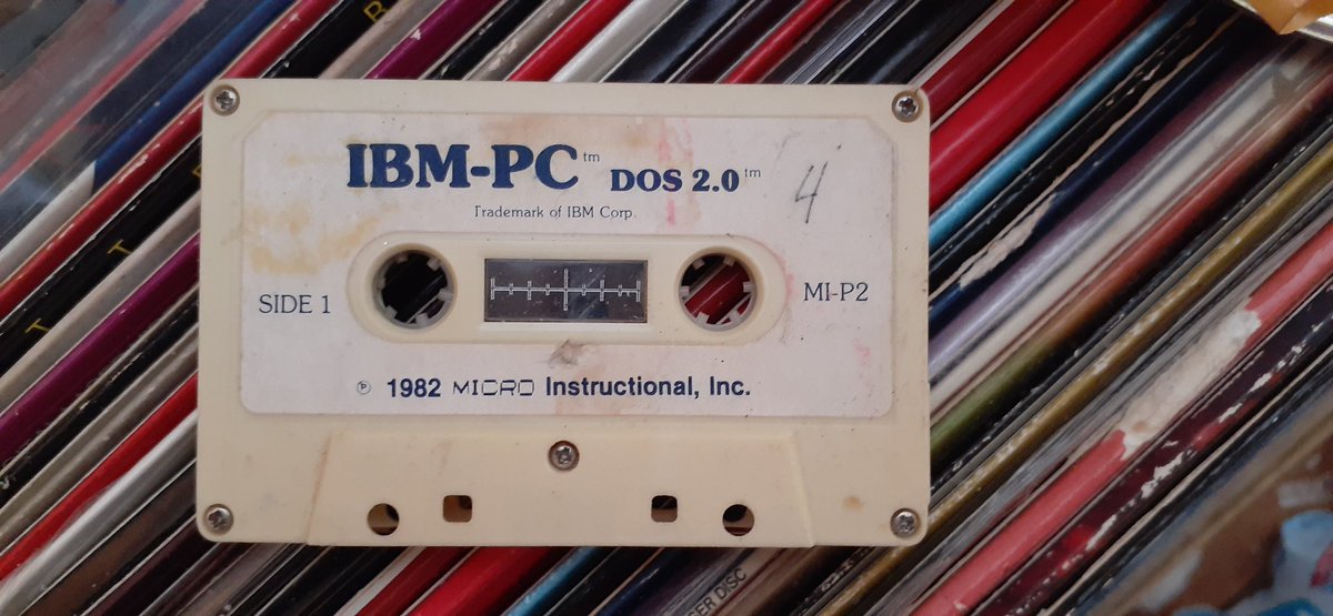 FutureNeon85's tweet photo. Found this #IBM #computer #cassette tape of #DOS 2.0 from 1982. #vintagecomputing  #FutureNeon https://t.co/rZIEGsyIRm