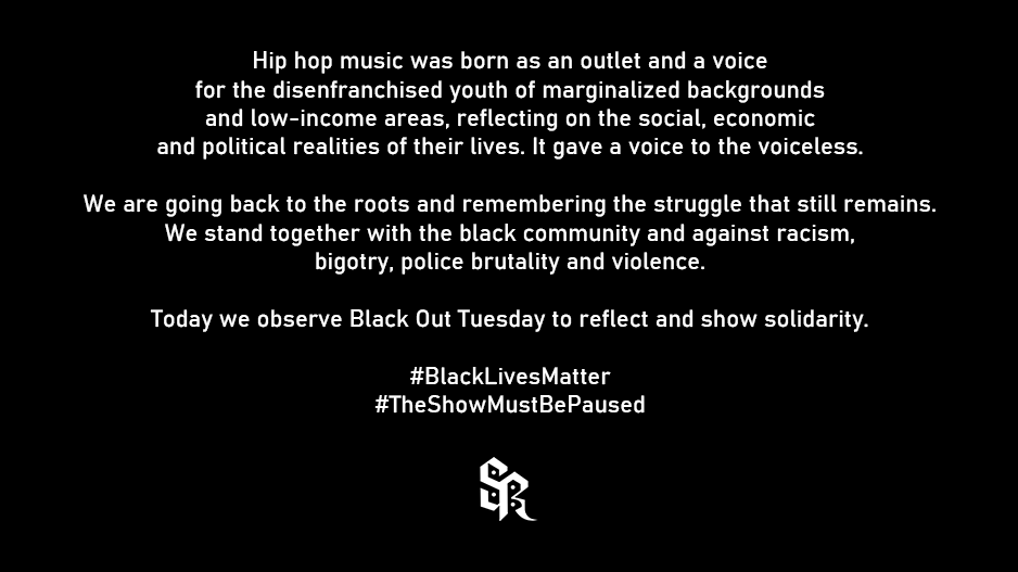 SymbolicRecords's tweet photo. We stand together with the black community and against racism, bigotry, police brutality and violence.

Today we observe Black Out Tuesday to reflect and show solidarity.

#BlackLivesMatter
#TheShowMustBePaused https://t.co/MJ5yMhlfJq