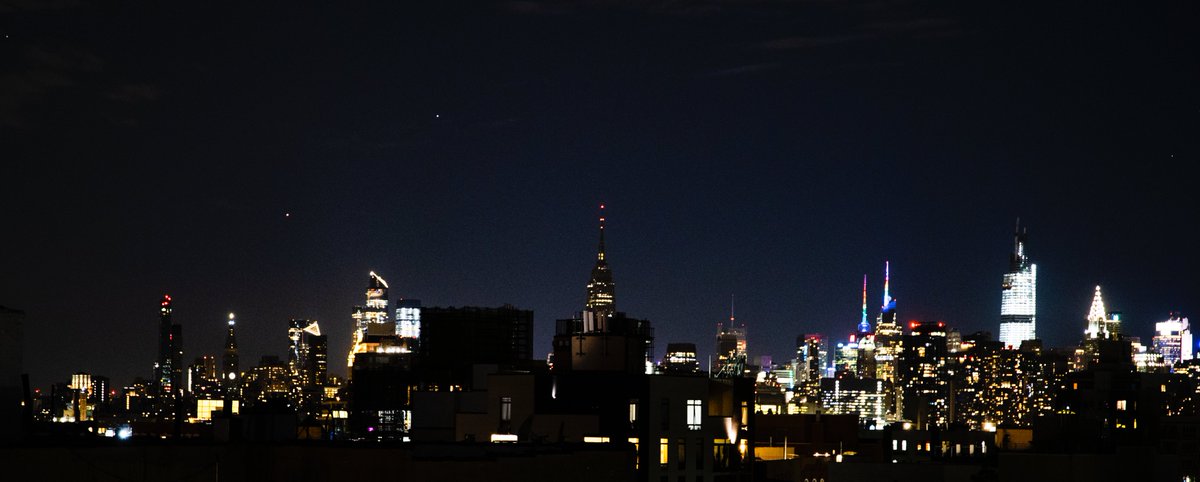 The top of the Empire State Building is usually lit up with a different festive color every day. Sometimes it's for a holiday, sometimes it's for a sports team.

The last 2 months it's been flashing red.

Tonight it's been completely black.