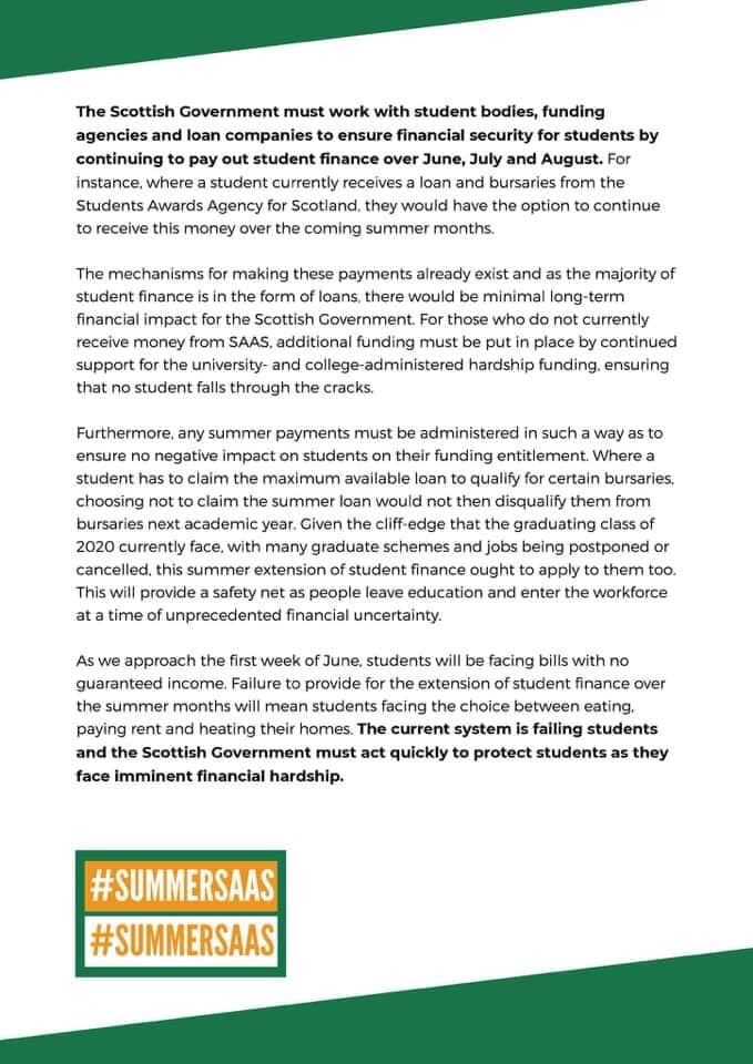 StASummerSAAS's tweet image. ⛰️ Students are heading for a financial cliff edge.

 💚💛❤️🧡Across parties and student unions people are calling for the urgent introduction of #SummerSAAS 

Thousands of people have already signed the letter to 
@RichardLochhead

Will you join us? 
tinyurl.com/summersaas