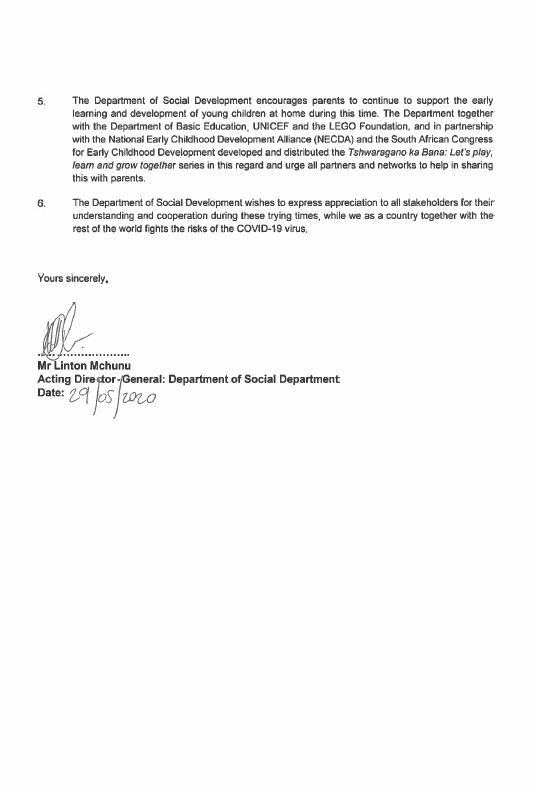 CECD_online's tweet photo. MEDIA RELEASE: From our national Department of Social Development, detailing the matters relating to the operation of ECD programmes under COVID 19 alert levels. Main conclusion: ECD Centres to remain closed until further notice. No dates given! https://t.co/NqbrCSve1L