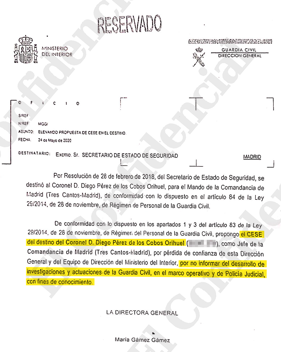 Una nota secreta revela que Marlaska cesó a De los Cobos por no filtrarle investigaciones  El ministro del Interior rechazó el pasado martes que la destitución del coronel estuviera vinculada con el caso del 8-M EZf7P_NXgAALlFQ?format=jpg&name=large