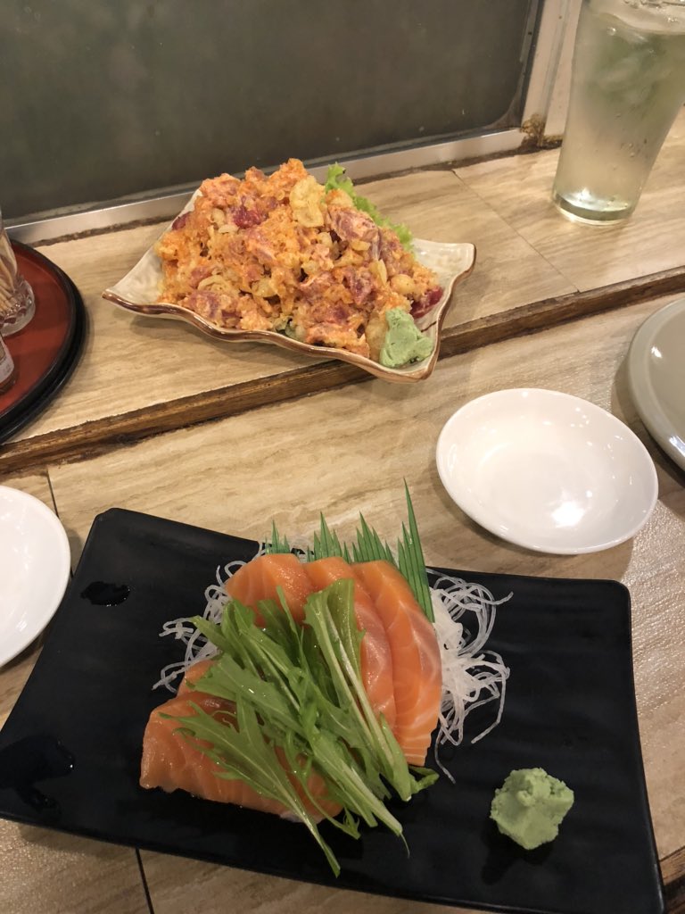 epicureaneatsph's tweet photo. kikufuji's spicy salmon sashimi &amp; fresh salmon sashimi 

miss u everyday 😢 https://t.co/nE1yd77QBo