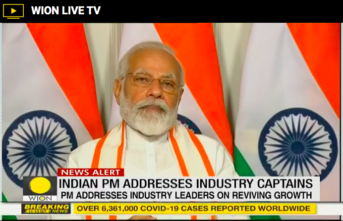 WIONews's tweet photo. LIVE | "#Coronavirus may have slowed down our speed, but today India has entered the #UnlockPhase1," says @narendramodi at #CIIAnnualSession2020.
Watch live here: https://t.co/waIaRZcNrE
@PMOIndia @FinMinIndia @FollowCII https://t.co/uZAPNmHQ3M