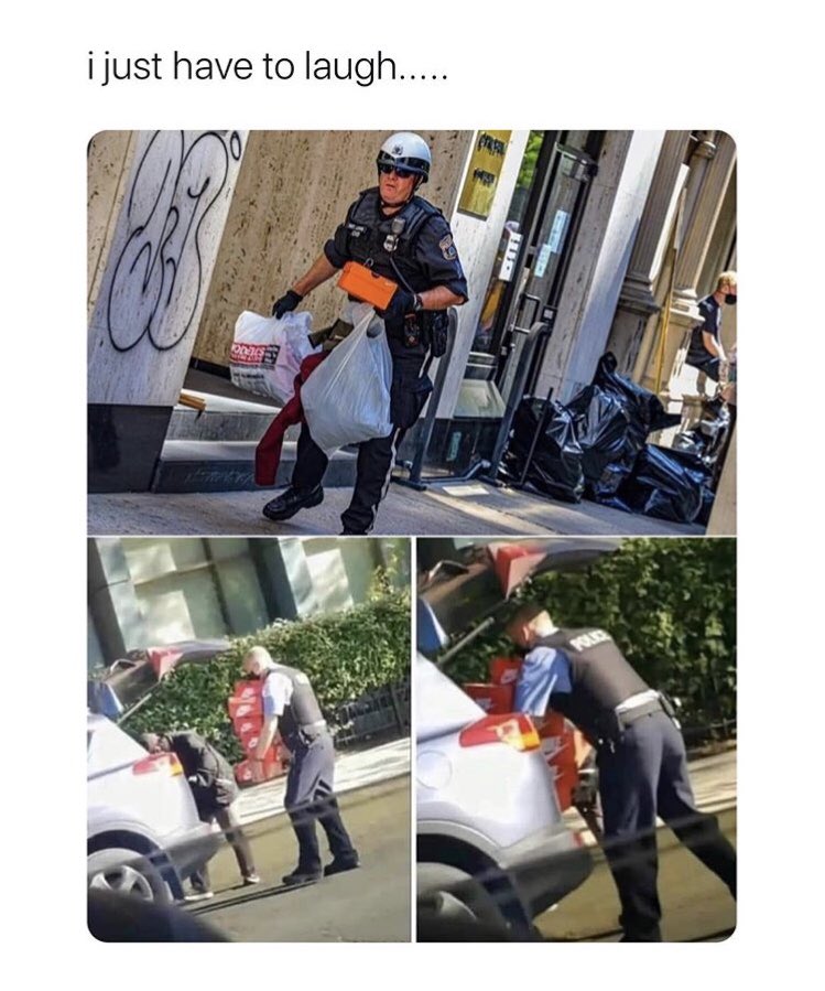 jasscrmnto's tweet photo. oh nothing, just some pigs looting 🐖✨#looting #DicklessRapist #ACAB https://t.co/pSm7nOQYlv
