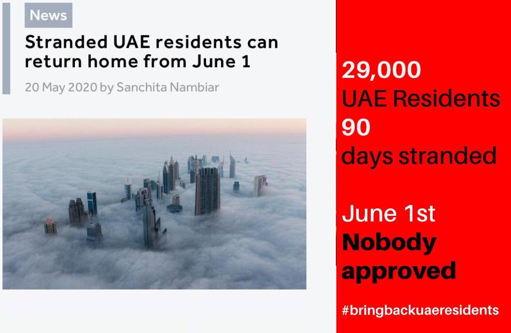 tim_vidler's tweet photo. The 1 June return of residents was FAKE NEWS. Very few approvals given and instead THOUSANDS left stranded and waiting for answers from the country we used to be proud to call home
#bringbackUAEresidents https://t.co/2904S3e9lg