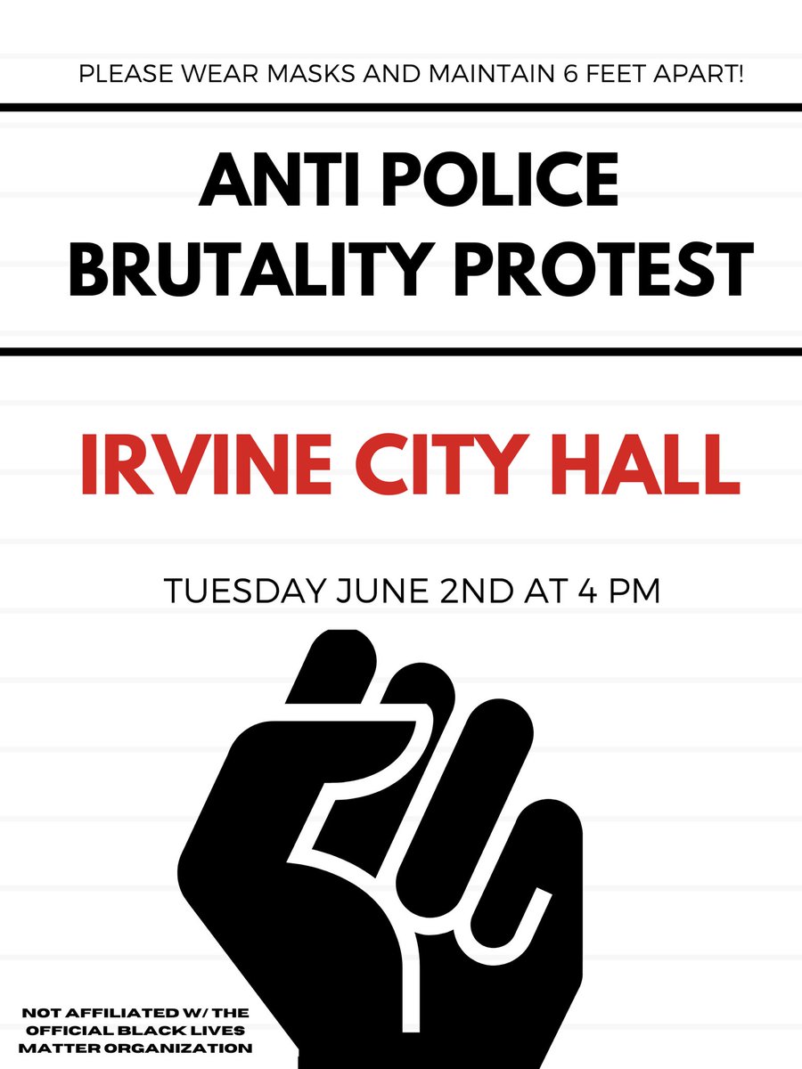 soleilcotton's tweet photo. PROTESTS HAPPENING IN IRVINE/TUSTIN AREA THIS WEEK: https://t.co/1IhbjCiw7w