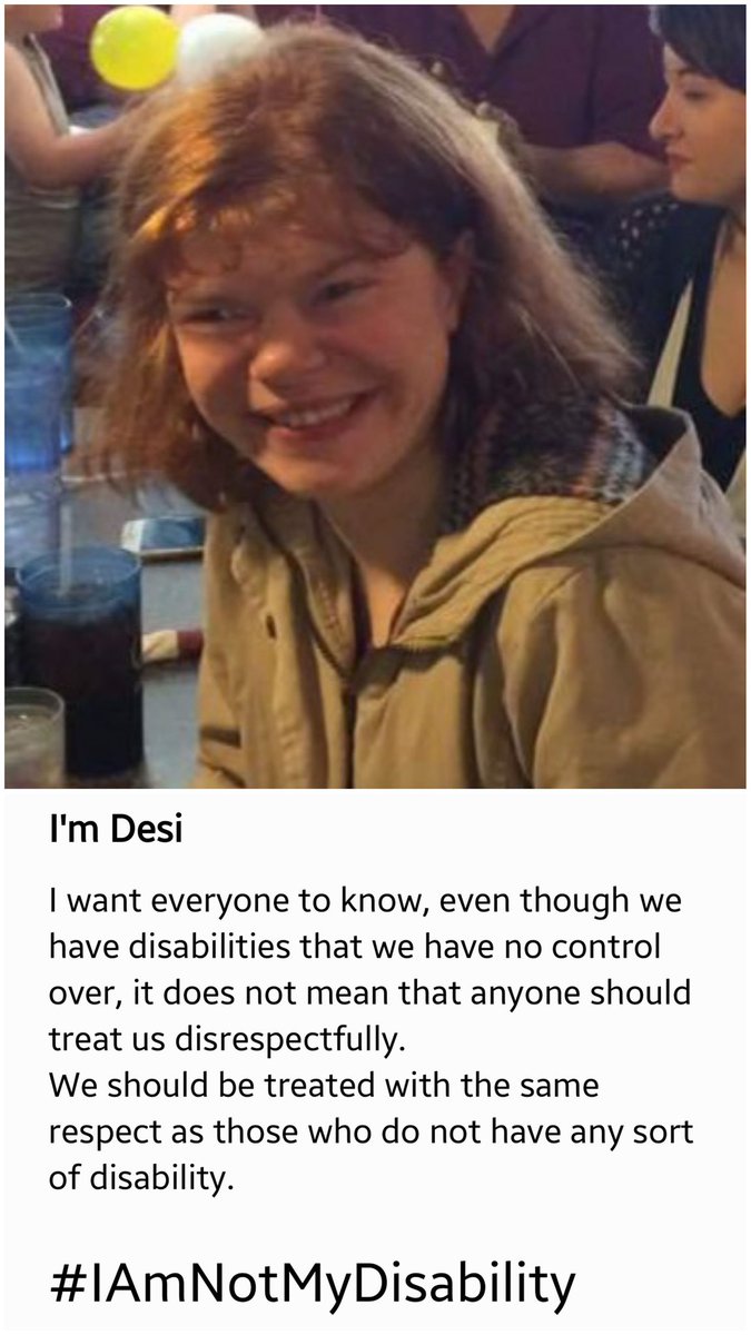 thorh13's tweet photo. A friend of mine asked me "Can u be my voicecan we spread more awareness about those who have disabilities please, I love you so much" we love you too Desi. So everyone let Desi's voice be heard. Share and comment a like this post Let's raise awareness! #iamnotmydisability https://t.co/MJ9bpoymCK