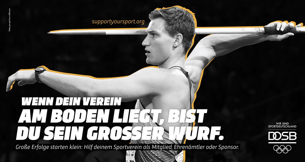 🥇Große Erfolge starten klein. Werde jetzt Supporter und unterstütze deinen Sportverein auf supportyoursport.org 
_____
#Sportdeutschland #SupportYourSport <a href="/thomasroehler/">Thomas Röhler</a>