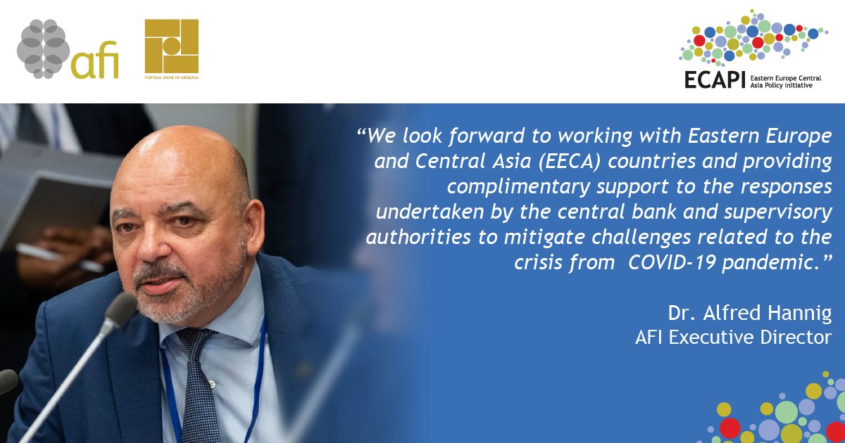NewsAFI's tweet photo. Co-hosted by Central Bank of #Armenia, 5th Eastern Europe & Central Asia Policy Initiative (#ECAPI), a 3-day virtual event, started with the Experts Group on #FinancialInclusion Policy (#EGFIP). Read the opening remarks by AFI’s ED Dr. Alfred Hannig: https://t.co/1aR4uu4nuN https://t.co/xGp3rqntny