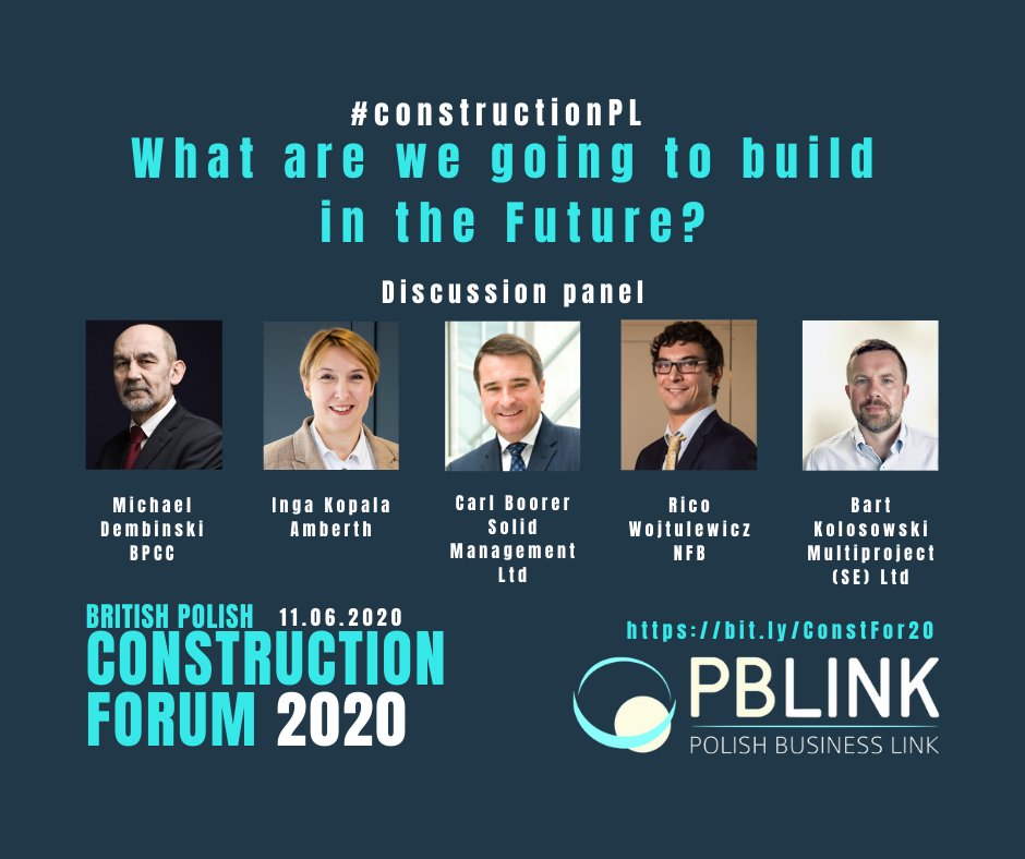 pb_link's tweet photo. Book you free ticket now to hear these 4 construction industry leaders discussion the future of construction.
WHAT ARE WE GOING TO BUILD IN THE #FUTURE? Join industry #leaders for British Polish Construction Forum 11.06 10am. Book now https://t.co/gfSPDi4SWY #ConstructionPL https://t.co/cxjFEzcGNw