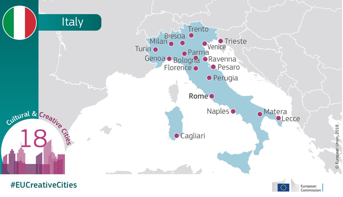 It's Republic Day in Italy

Check out the most #EUCreativeCities in 🇮🇹⬇️

#Rome
#Bologna
#Brescia
#Cagliari
#Florence
#Genova
#Lecce
#Matera
#Milan
#Naples
#Parma
#Perugia
#Pesaro
#Ravenna
#Trento
#Trieste
#Turin
#Venice

More➡️ europa.eu/!kW36wv
<a href="/europainitalia/">UE in Italia</a>