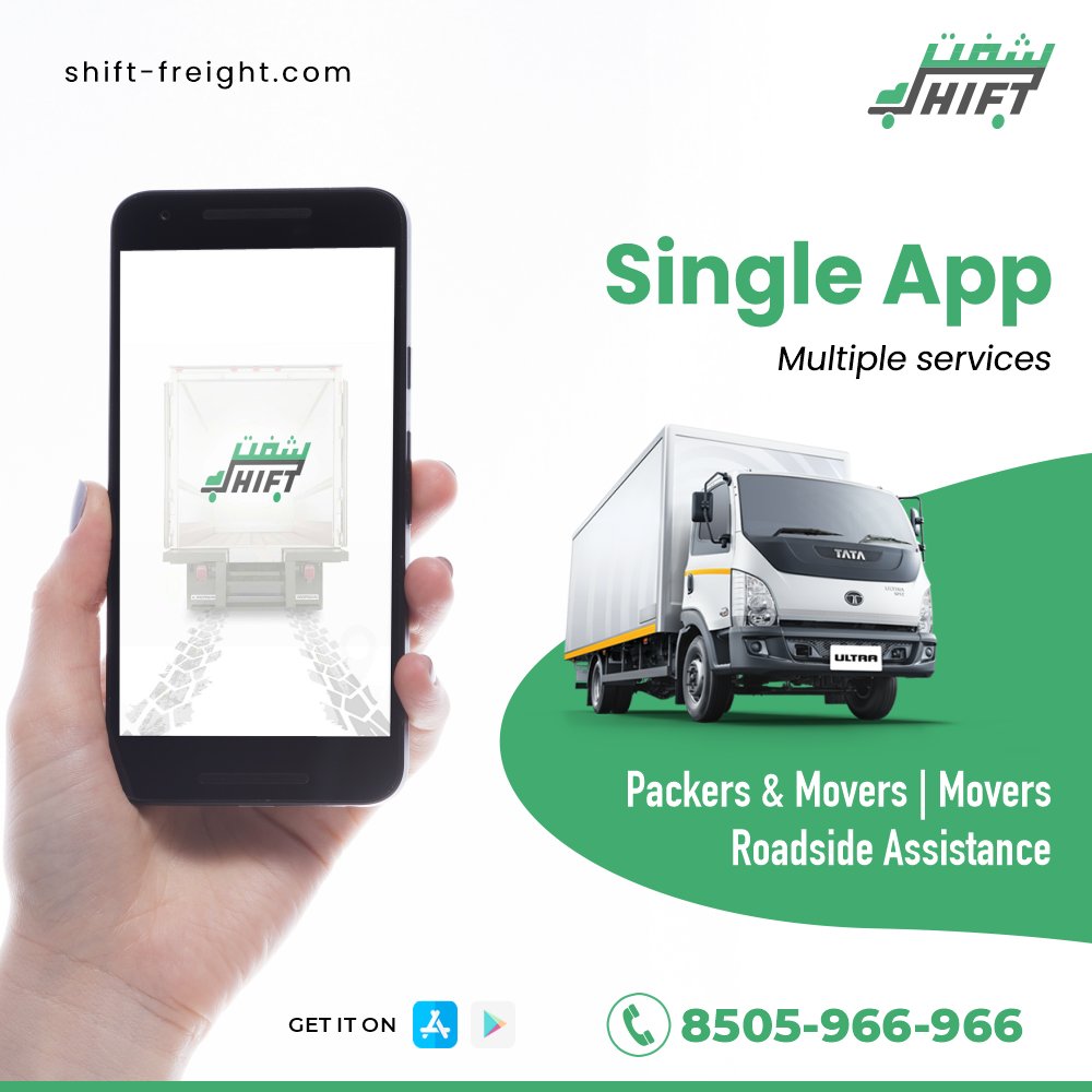 _shiftfreight's tweet photo. Shift Freight app meets diverse logistic needs with on-demand movers & packers, movers, & roadside assistance.
Use Shift Freight
One app, multiple services
Scheduled & Emergency
Download our App & Place your request : https://t.co/qOBLQn0178
#Packers #Movers #ShiftFreight https://t.co/8BhKRLZE9t