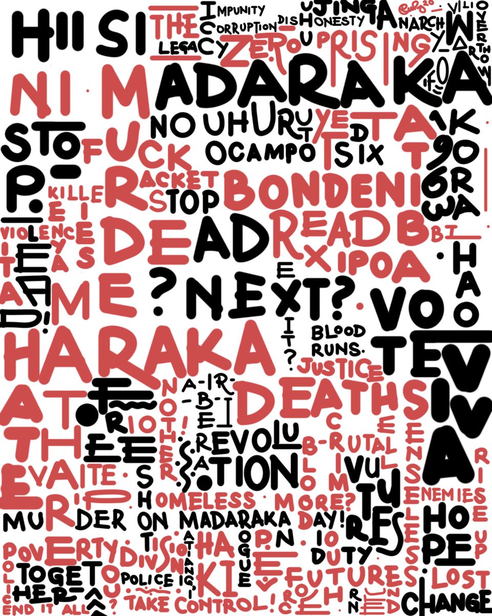 'Murder Haraka', 2020
And on the 57th Madaraka Day, another murder was committed. Ironical? True to a script? Another tally? One to add to the books to mark the day? VAITE joins the growing list.

#fuckkenya #fuckthepolice #TakeBackMadaraka #policebrutalityke #StopPoliceBrutality