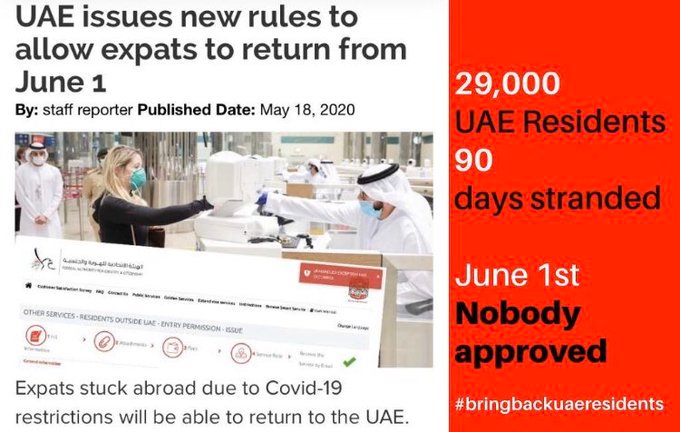 bucko_s's tweet photo. #bringbackuaeresidents 1st June come and gone still with no information, no help and no idea when 10s of thousands of residents can go home where we have built our lives https://t.co/gbLsqOAzS3