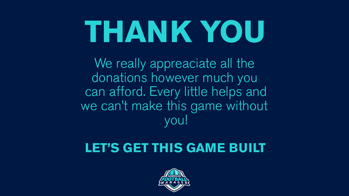 FootballGMGame's tweet photo. A great first day, thank you for the donations!

If you want to donate you can do so by visiting https://t.co/0z7xVO4shd and donate through Kickstarter, as well as get more detail about the game!

Team AFM

#Kickstarter #Crowdfunding #NFL #Touchdown #TuesdayMotivation #IndieGoGo https://t.co/P1h4niyziP