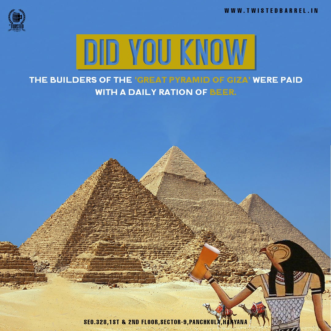 BarrelTwisted's tweet photo. The builders of the Giza #pyramids in #Egypt received wages in the form of #bread and #beer rations. The #graves of these #builders have also been reportedly found preserved with jars of beer.
#DidYouKnow #facts #fact #beerfacts #dailyfacts #factsoflife https://t.co/IkgRn3kr8r