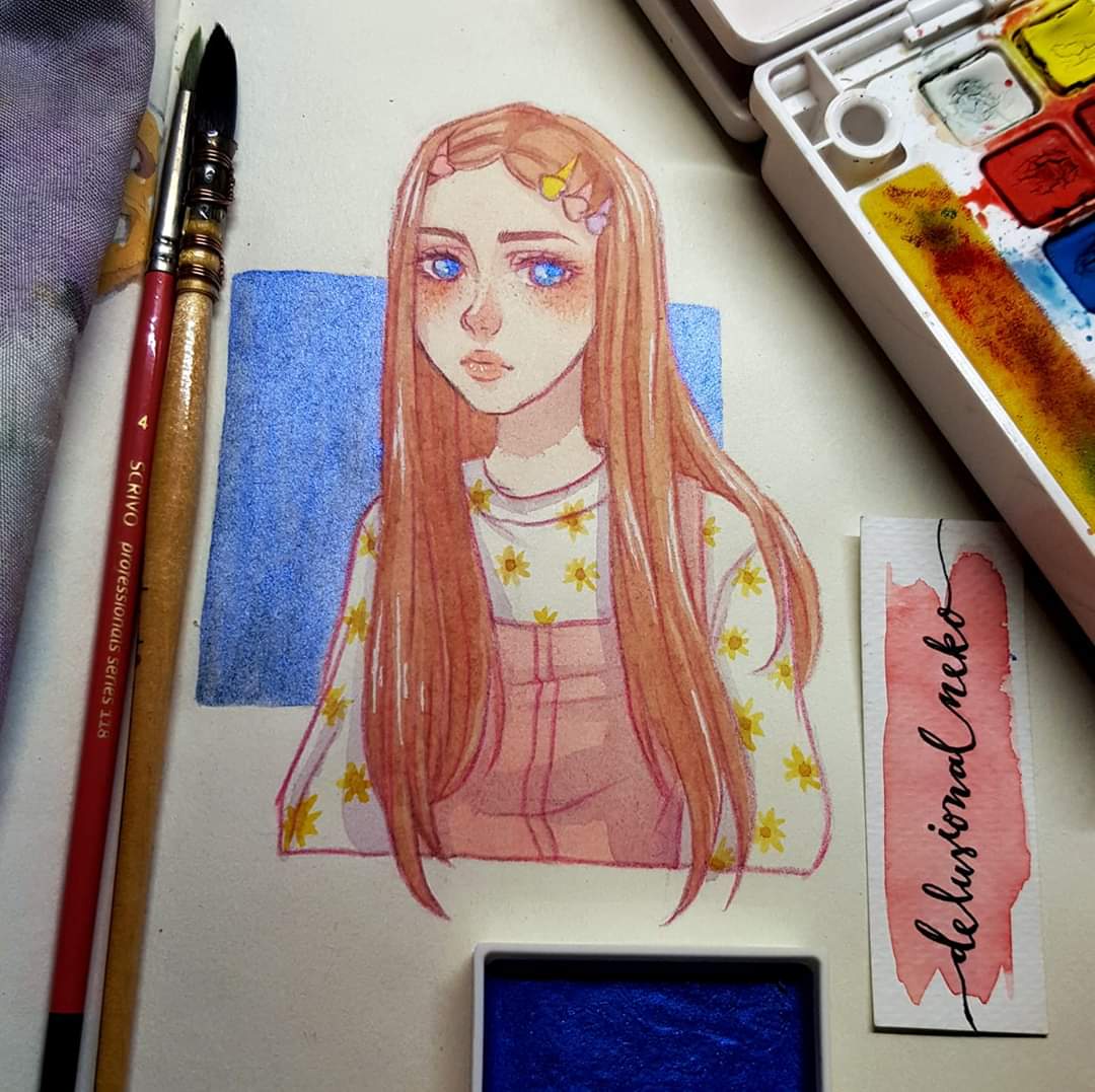 heyhoshi_'s tweet photo. [ old art spam 03 ]

this was my first time playing around with kuretake gansai gem colors ✨

#art #artph #gemcolors #watercolour #painting https://t.co/NLInDKUzv5