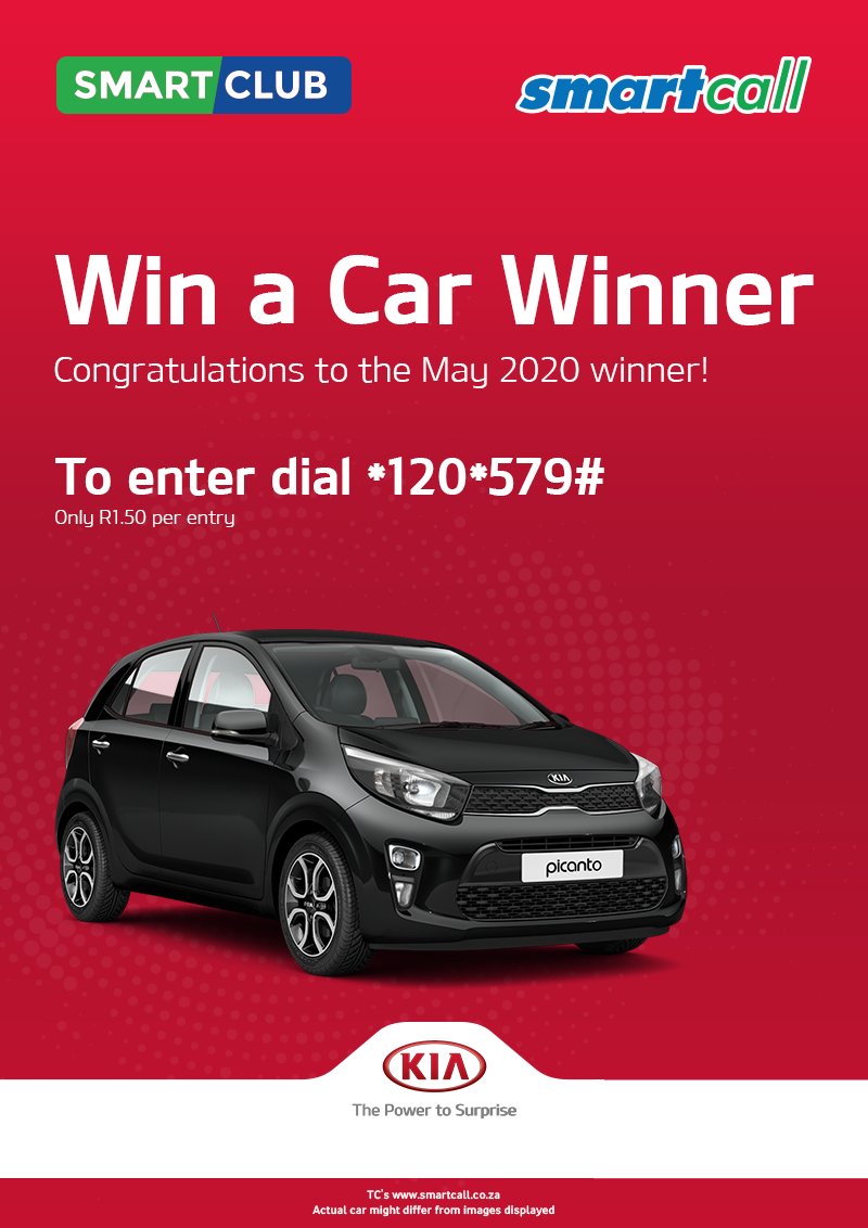 SmartcallVSP2's tweet photo. Congratulations to our May win a car winner Bukeka Qasa! We cannot wait to meet you. You too could be the next lucky winner of a brand new KIA Picanto. To enter simply dial  *120*579#.T&amp;C's apply #Smartcallwinacar https://t.co/j1IZvD6qZO