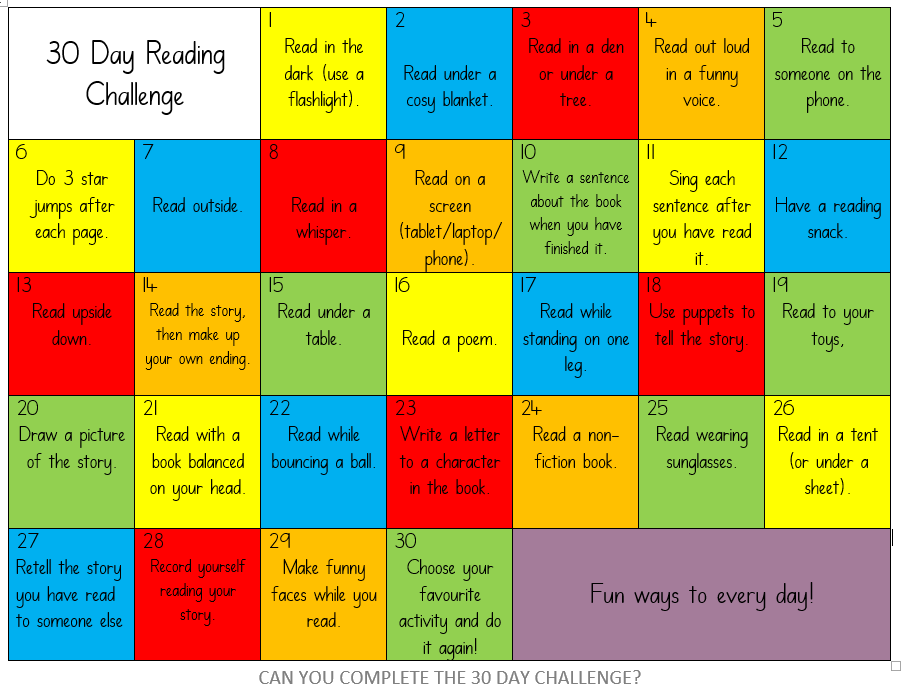 KingshurstY4's tweet photo. 30 day Reading Challenge - Can you complete the reading challenge? Don't forget to share pictures of you completing the daily challenges.  @KingshurstPS @KingshurstYN @kingshurstREC @KingshurstY1 @KingshurstY2 @KingshurstY3 @KingshurstY5 @KingshurstY6 https://t.co/msMM3P0Mb3