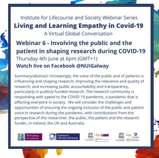 PPI Ignite Network @ University of Galway (@ppi_galway) on Twitter photo Looking forward to participating in a global conversation Living and Learning Empathy during COVID-19: involving the public and patient, now and beyond.
Perspectives from <a href="/AnneMckenzieAM/">Anne Mckenzie</a> Australia <a href="/DerekCStewart/">Derek Stewart</a> UK <a href="/AvrilKennan/">Avril Kennan 🌍</a> <a href="/SDinneen16/">Sean Dinneen</a> <a href="/CaseyDonaghey/">Casey Donaghey</a> <a href="/hrbireland/">HealthResearchBoard</a> Ireland Looking forward to participating in a global conversation Living and Learning Empathy during COVID-19: involving the public and patient, now and beyond.
Perspectives from <a href="/AnneMckenzieAM/">Anne Mckenzie</a> Australia <a href="/DerekCStewart/">Derek Stewart</a> UK <a href="/AvrilKennan/">Avril Kennan 🌍</a> <a href="/SDinneen16/">Sean Dinneen</a> <a href="/CaseyDonaghey/">Casey Donaghey</a> <a href="/hrbireland/">HealthResearchBoard</a> Ireland