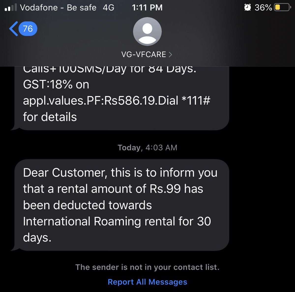 HMManwani's tweet photo. @PriyanshaVashi @VodafoneIN Interestingly I got the same message today https://t.co/bwFddoquJc