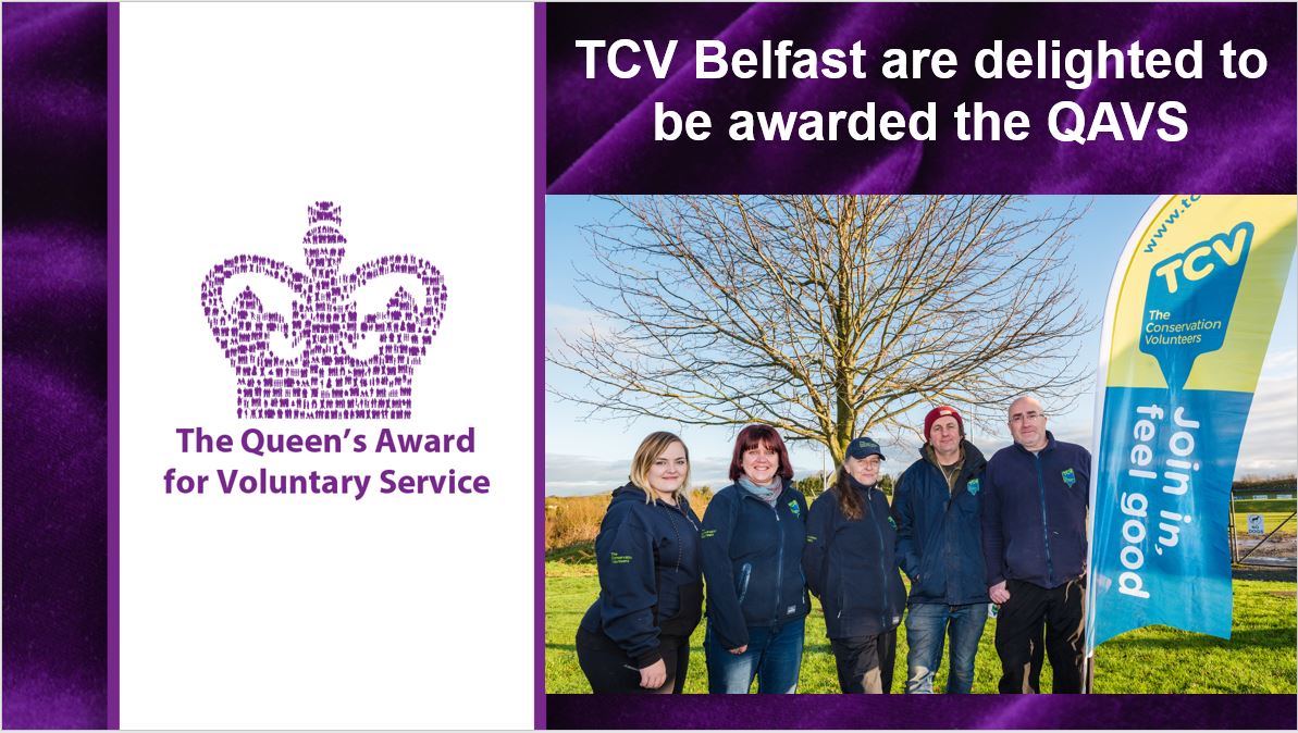 TCV_NI's tweet photo. We are delighted to announce TCV Belfast have been awarded the Queen's Award for Voluntary Service!! Massive thank you to all our brilliant volunteers from across the city for their energy and enthusiasm for environmental volunteering #QAVS2020 @TCVtweets @DCMS @QueensAwardVS https://t.co/sxjgL3Rkad