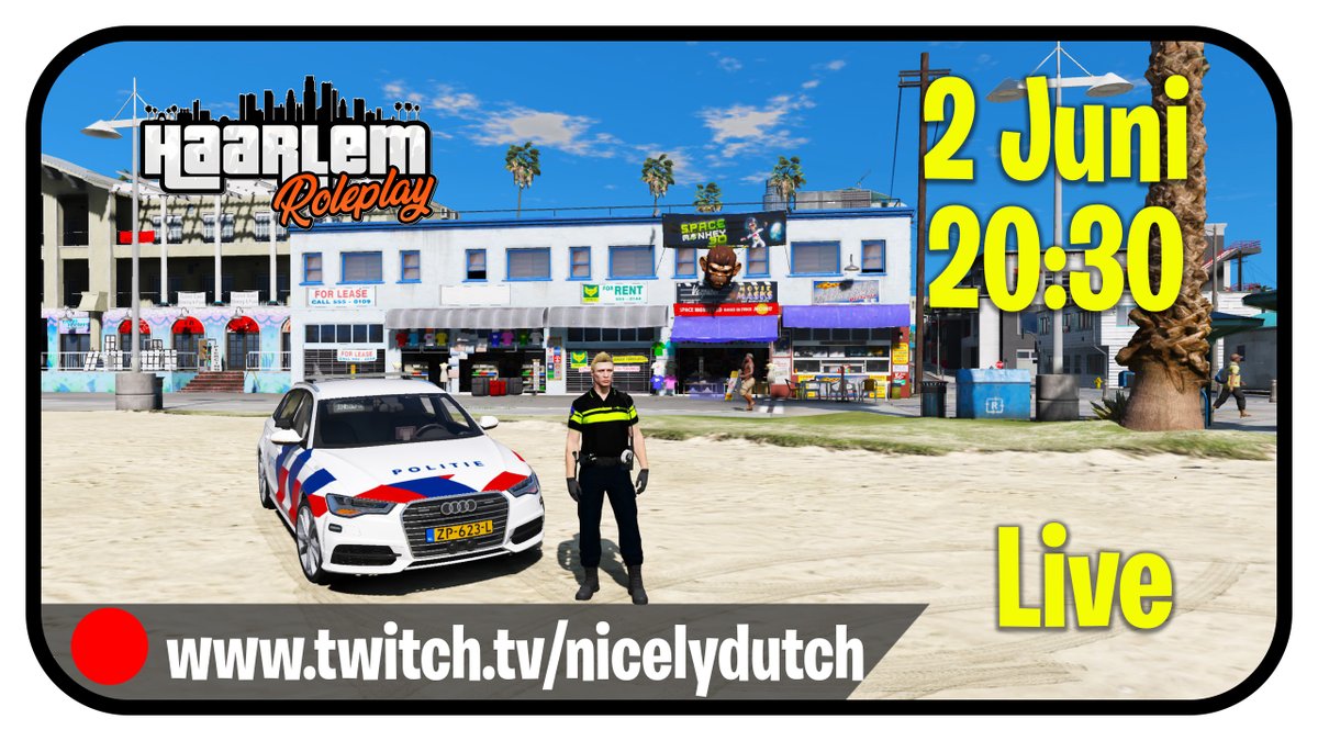 Yes! Vanavond 2 Juni om 20:30uur Live! We spelen FiveM HaarlemRP. Hoofdagent Jantje draait een dienst met Comm B! Kijk jij ook gezellig mee op: twitch.tv/nicelydutch Dat wordt weer lachen. Ik hoop je vanavond te zien in de chat. #nicelydutch #FiveM #roleplay #politie #agent