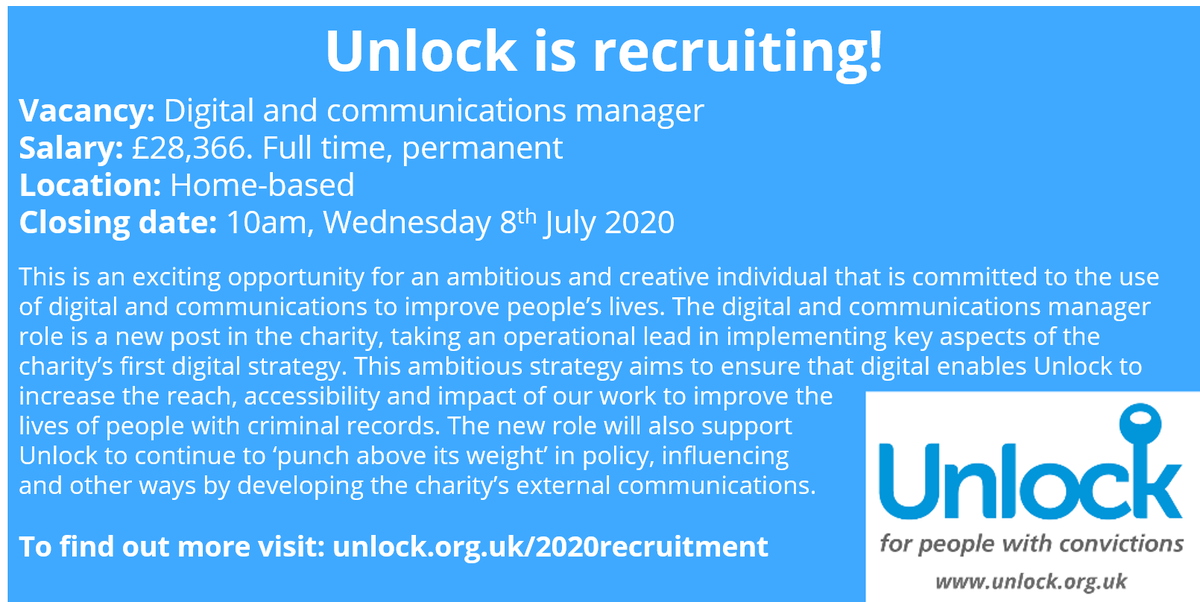 unlockcharity's tweet photo. Big news today. We’re excited to announce two new job vacancies. We’re recruiting our first Digital and communications manager, as well as a Policy officer vacancy. Full details here: https://t.co/FdqYs4fPzJ. Please help us to promote and share as widely as possible. https://t.co/Wj0ZHNJmtf