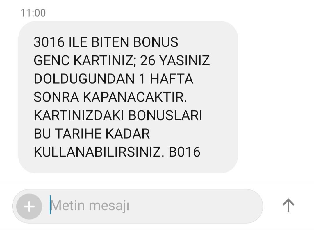 15 haziranda bonus "GENÇ" üyeliğim sonlanıyormuş. Vay be ne çabuk yaşlandık :(