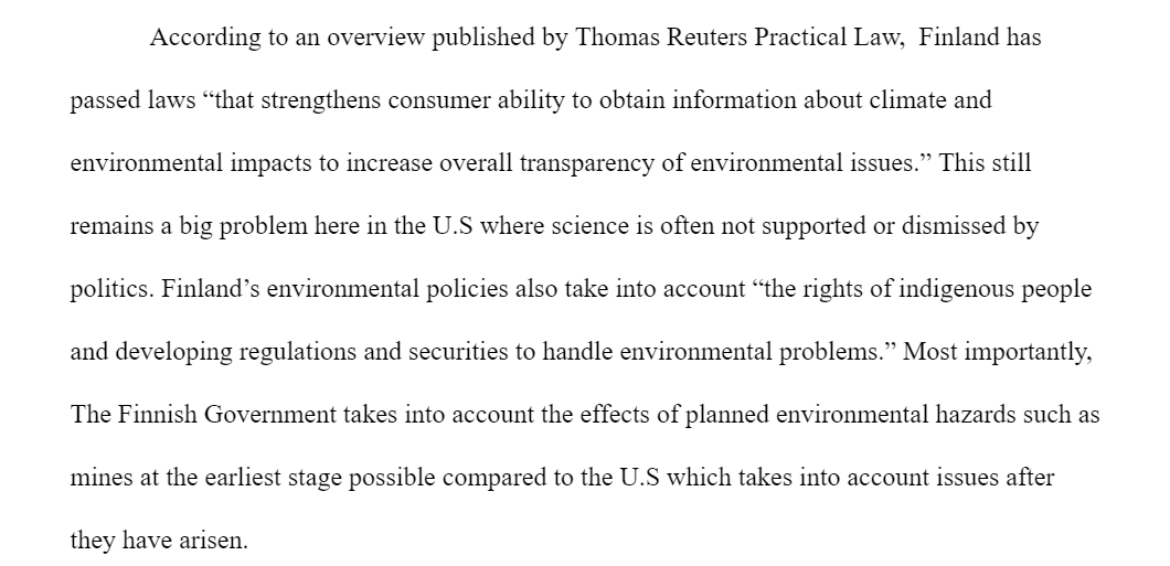 XavierLuu01's tweet photo. The excerpt below is from my AP talking about environmental laws passed by Finland who is one of the global leaders in environmental policy. Here is the link to Thomas Reuter's Practical Law. #39CSustain https://t.co/MDKuPImo2q https://t.co/x0W2cIVGrb