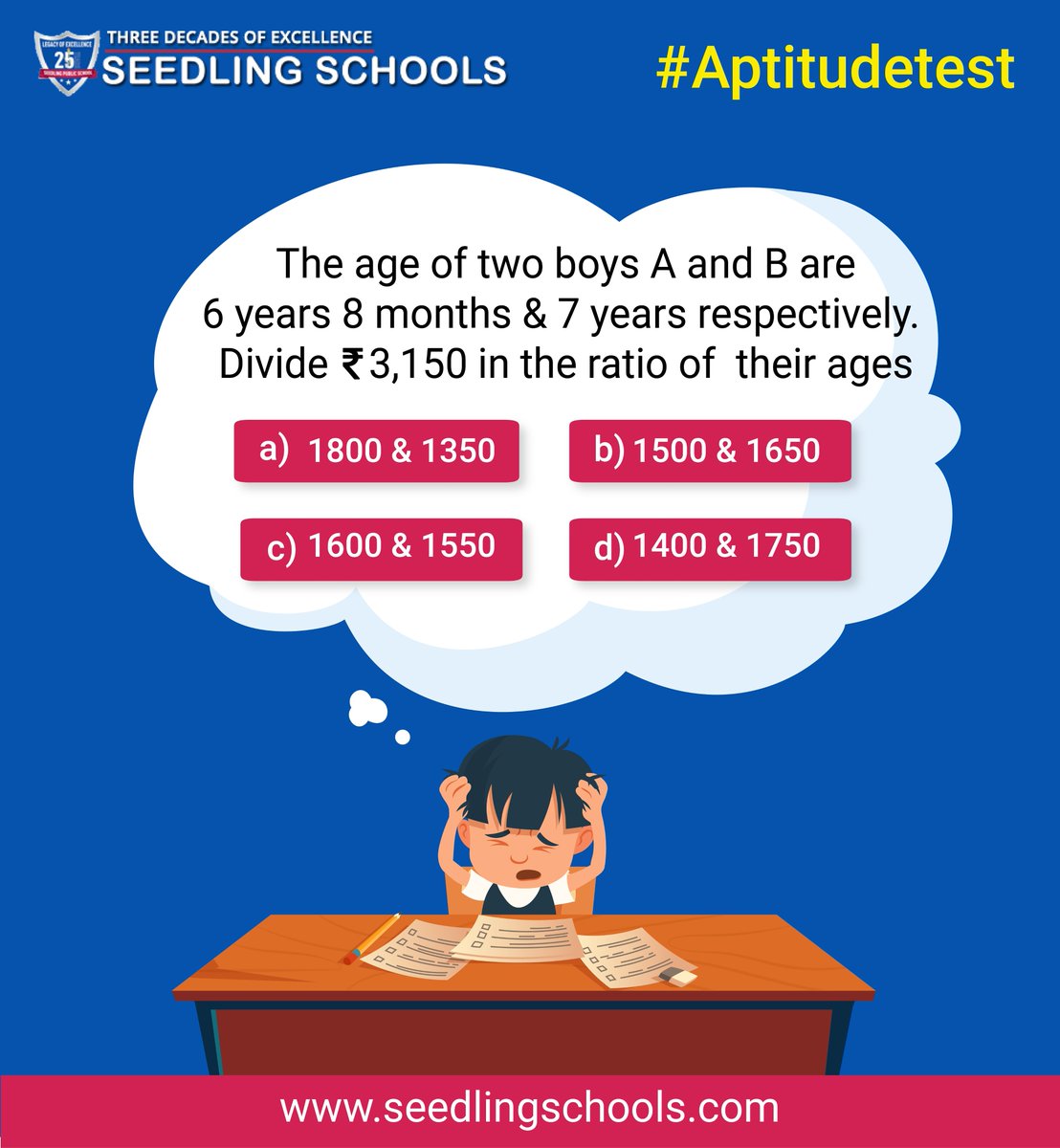 Are you a genius?
Take this #quiz and find out
Choose and Comment your answer and tag your friends 😊

#seedlingschool #bestschoolinjaipur #students #aptitude #gk #maths #kidschallenge #kidsquestion #StayHomeSaveLives