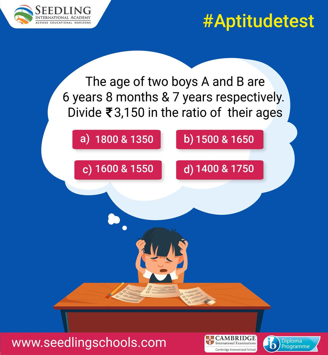 Are you a genius?
Take this #quiz and find out
Choose and Comment your answer and tag your friends 

#seedlingschool #aptitude #kidsquestion #StayHomeSaveLives #covid19 #StaySafeStayHealthy