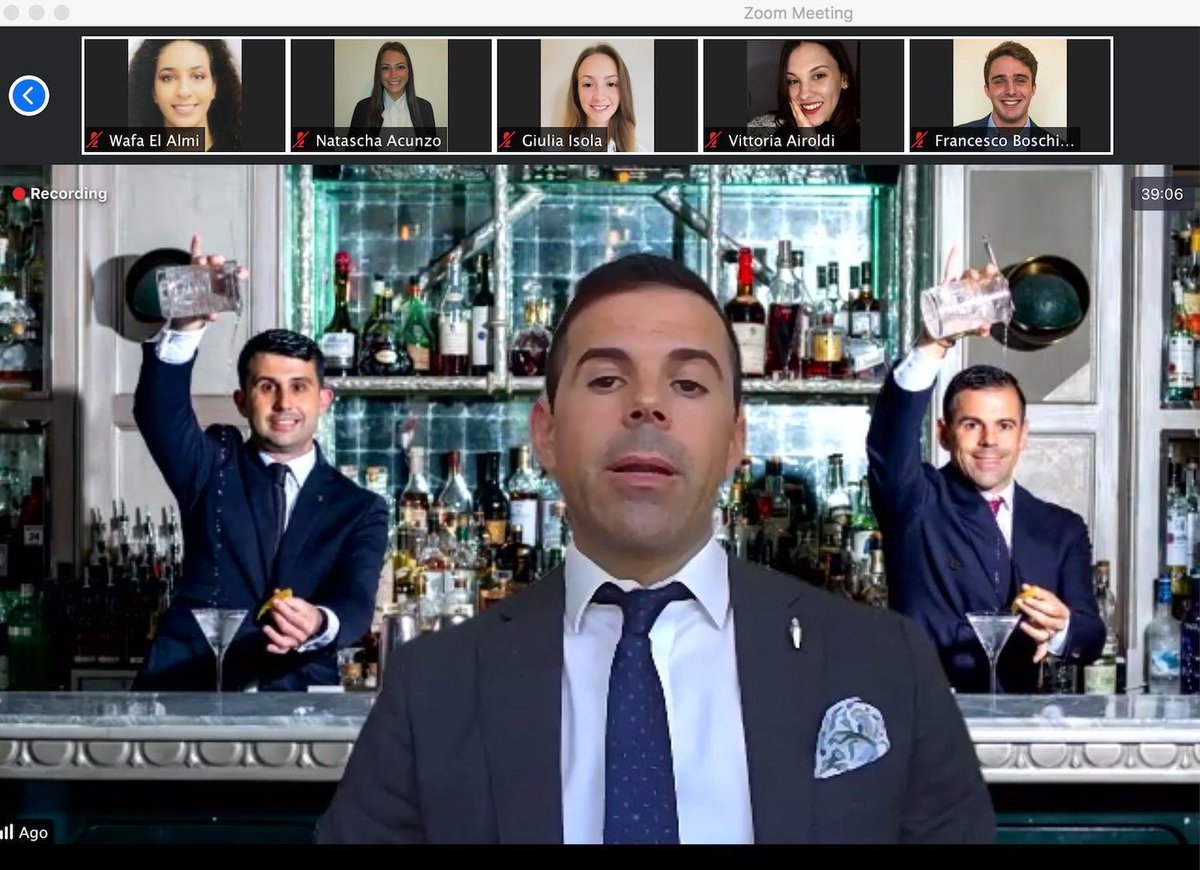 IATH_Cernobbio's tweet photo. What’s to be Director of #Mixology like at a 
5-star luxury Hotel in one of London poshest areas? Last #SummerLiveIATH 2020 masterclass, we met Agostino Perrone from the @theconnaught 🇬🇧 Exceptional cocktails are just the result of a great #teameffort 🥂#iathacademy #joinIATH https://t.co/BNnm6CkrBL