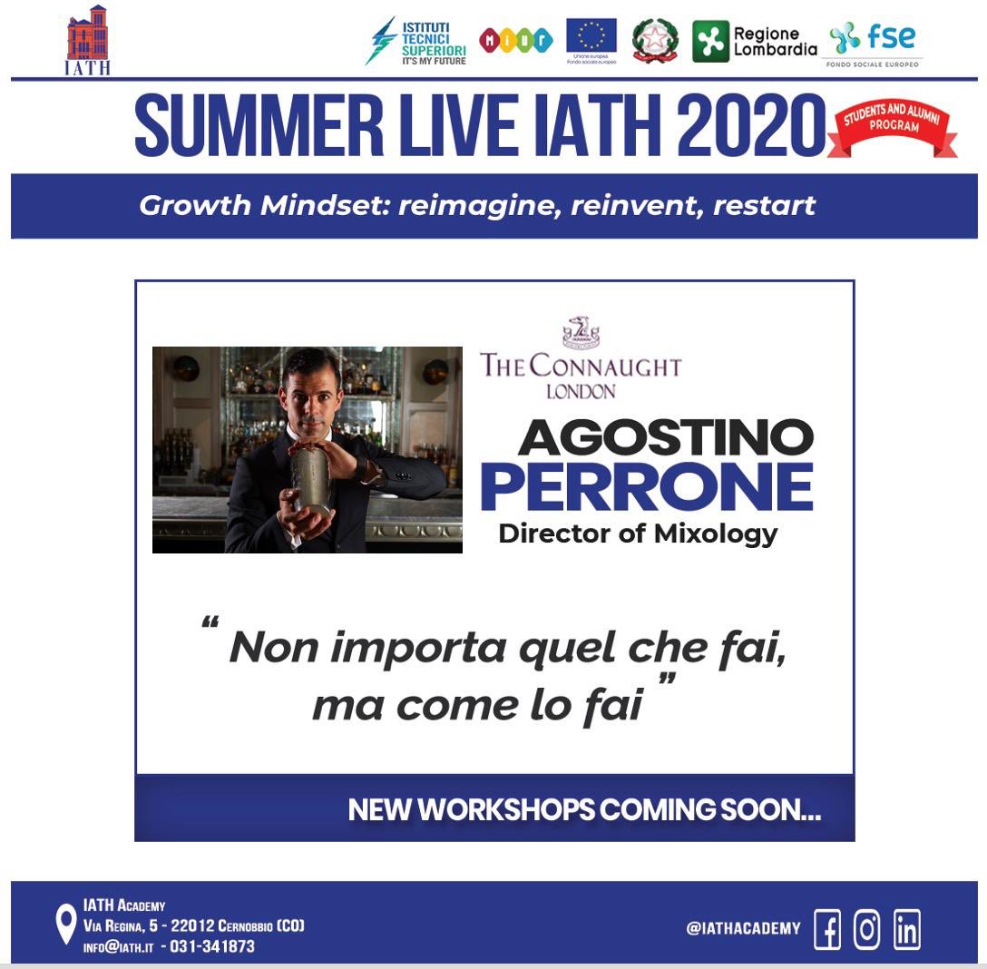 IATH_Cernobbio's tweet photo. What’s to be Director of #Mixology like at a 
5-star luxury Hotel in one of London poshest areas? Last #SummerLiveIATH 2020 masterclass, we met Agostino Perrone from the @theconnaught 🇬🇧 Exceptional cocktails are just the result of a great #teameffort 🥂#iathacademy #joinIATH https://t.co/BNnm6CkrBL