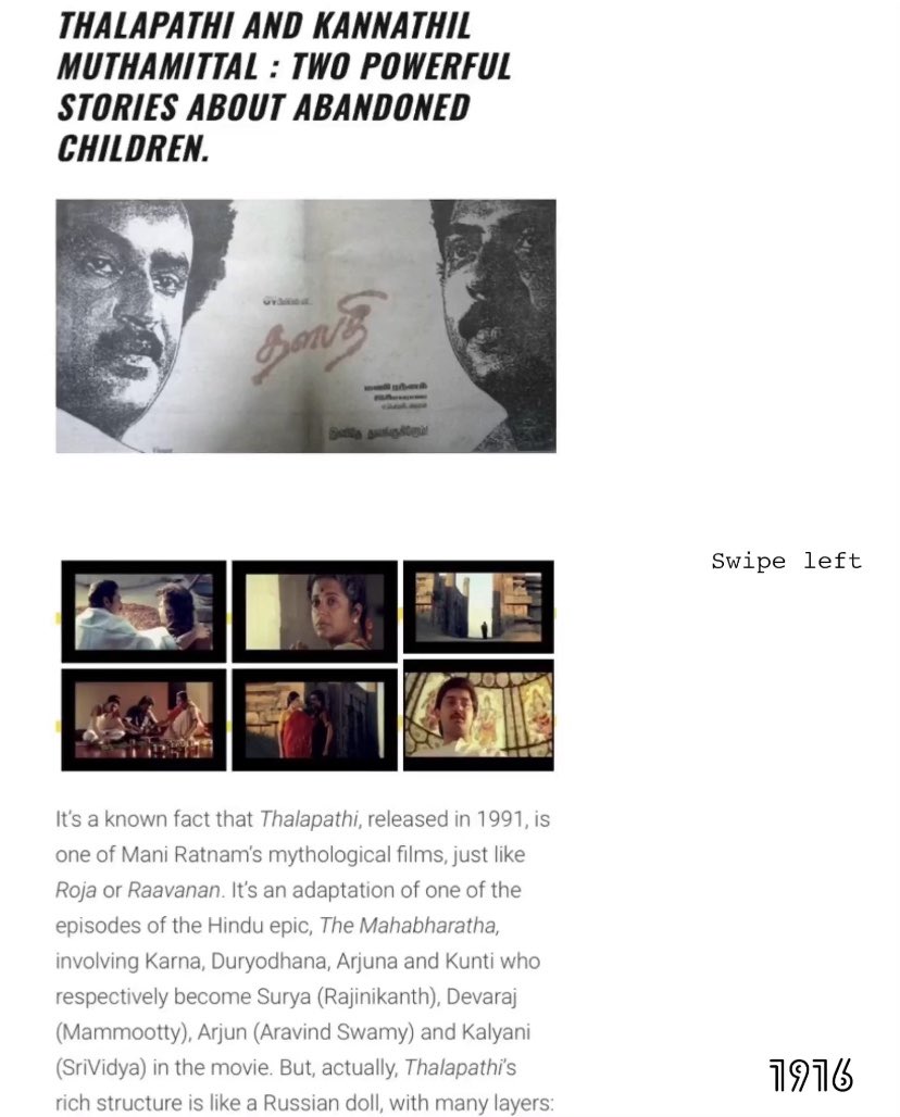 ‘When the mother abandons her child in Mani Ratnam films’, an essay I wrote 4 years ago. 
I will post it in 5 parts this week, so here is the part 1. Read the full thread, with the little introduction. 
.
#ManiRatnam #HBDManiRatnam <a href="/MadrasTalkies_/">Madras Talkies</a> <a href="/santoshsivan/">SantoshSivanASC.</a> <a href="/baradwajrangan/">Baradwaj Rangan</a>