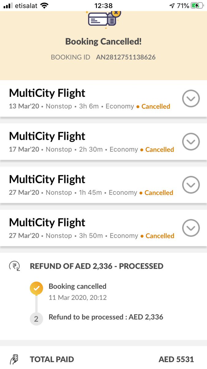 KumarHA's tweet photo. @makemytrip @makemytripcare @Himanshuvohra16 @HardeepSPuri Canceled my flight ticket on 11th March and still waiting for refund processing. https://t.co/yykLrnVnJt