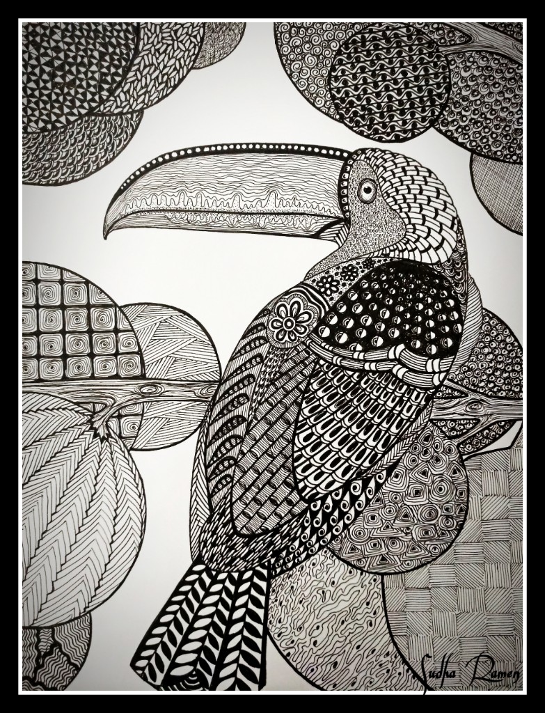 Zentangle Toucan, Zentangle Art, Colored Zentangle, Toucan Art